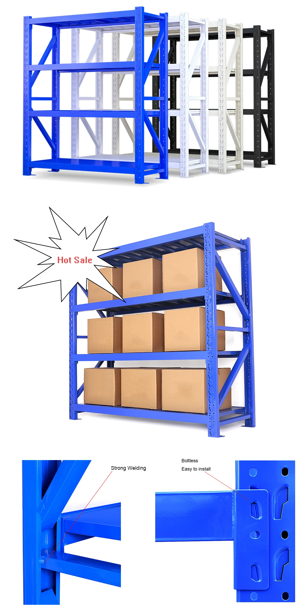 Factory Warehouse Steel Angle Shelf Height Mezzanine Adjustable Rack