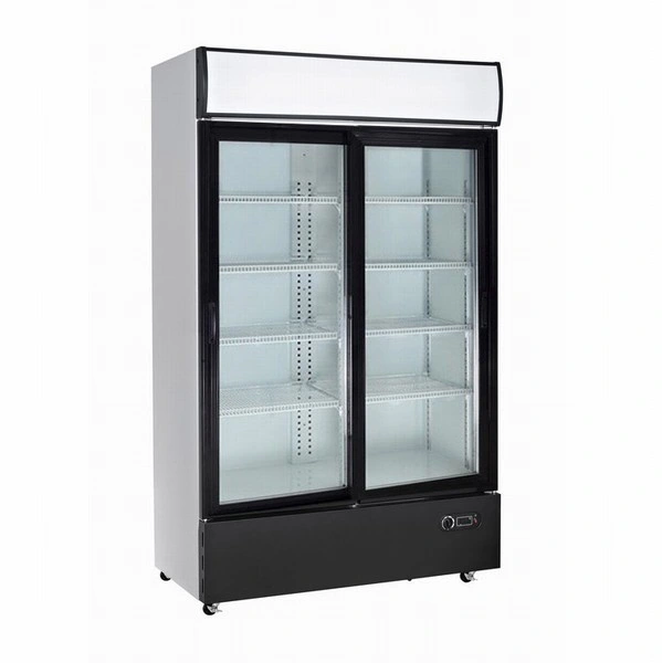 Hot Sale Supermarket Double Sliding Door Upright Display Refrigeration Equipment