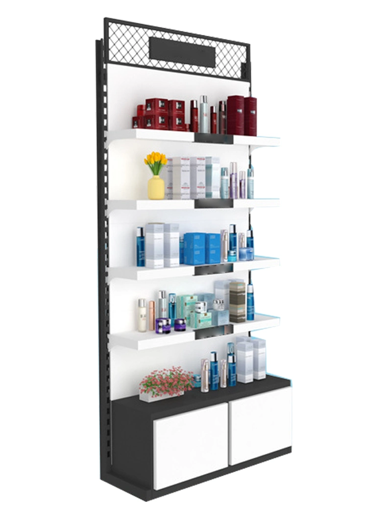 Cosmetic Display Shelves with Lights Make up Floor Standing Rack Metal Stand