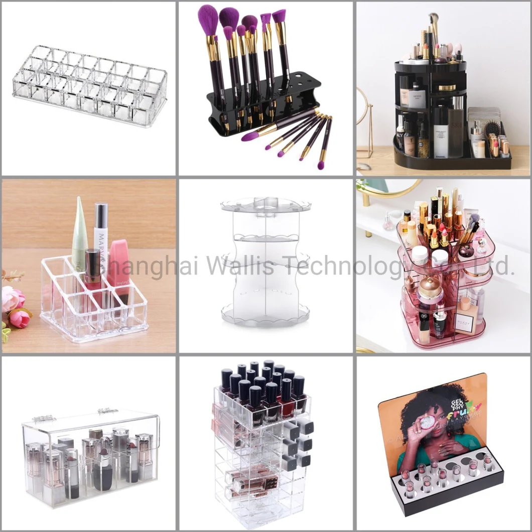 New Acrylic Rotating Cosmetic Storage Box Diamond Pattern Transparent Cosmetic Box Skin Care Display Box Shelf