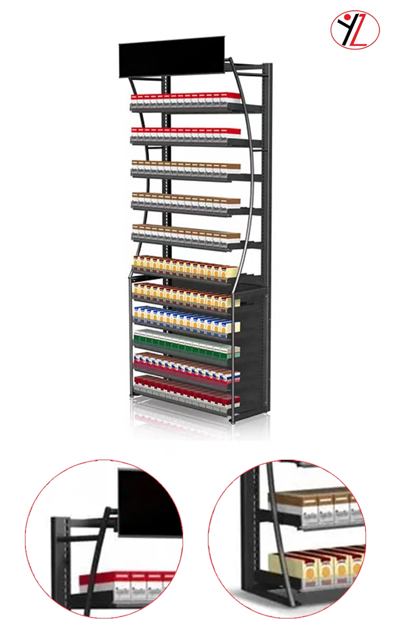 Customized Fashion Style Cosmetic Retail Hardware Display Racks and Cigarette Adjustable Metal Shelving for Shop