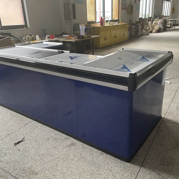 Balcão de caixa de supermercado, mesa de balcão com esteira transportadora